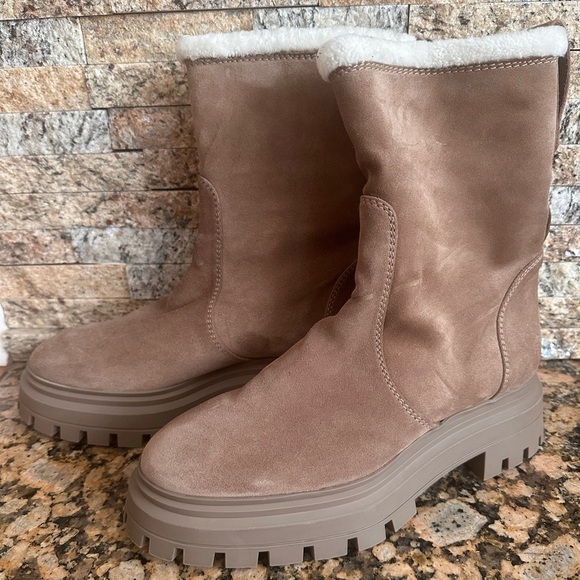 Stuart Weitzman Bedford Shearling Lined Chill Moto Boot  Stuart Weitzman Bedford Chill Moto Bootie Genuine Shearling Suede
